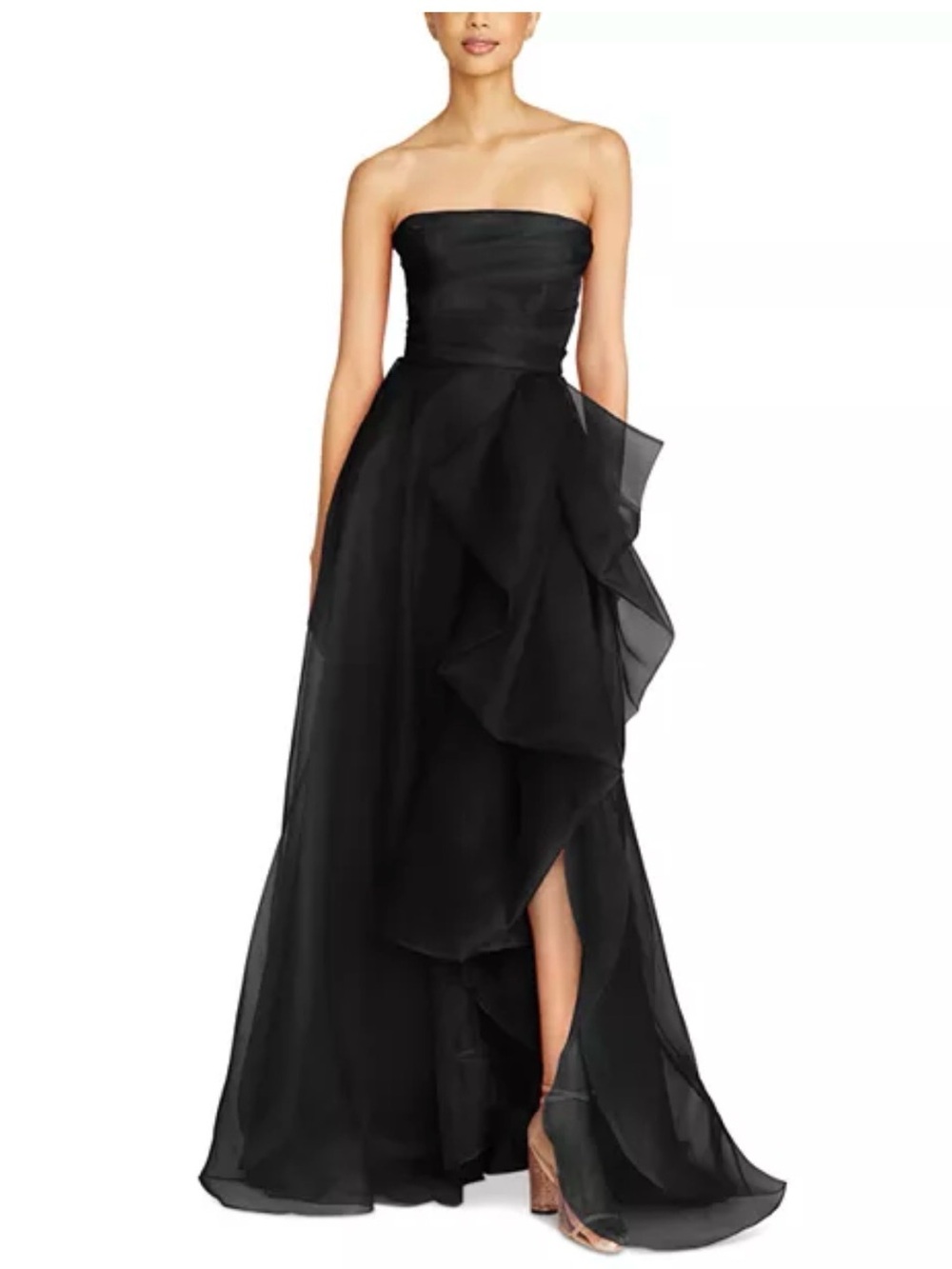 THEIA Teresa Strapless Draped Gown Black $795 Size 4 NWOT